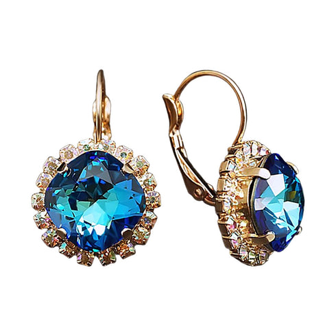 Auskari "Apžilbinošs Mirdzums III (Bermuda Blue)" ar Swarovski™ kristāliem