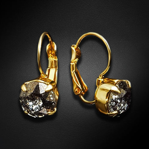 Auskarai "Grožis (Juoda patina)" su Swarovski™ kristalais