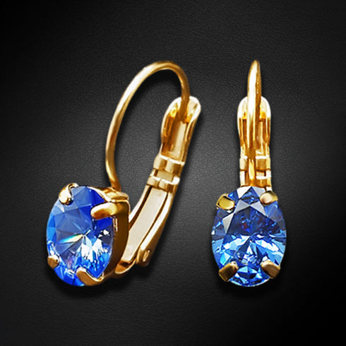 Auskari "Baroka Spogulis II (Fancy Blue)" ar Swarovski Zirconia Pure Brilliance kristāliem