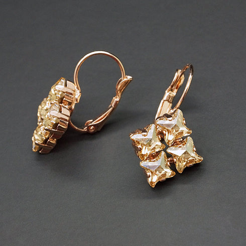 Earrings "Crystal Hurricane (Golden Shadow)" with Swarovski™ crystals