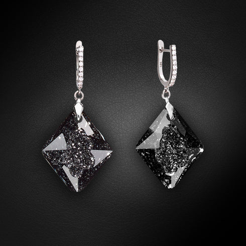 Sudraba auskari "Augošais Kristāls (Silver Night)" ar Swarovski™ kristāliem