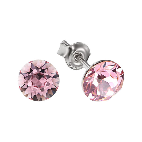 Silver Earrings "Classic (Light Rose)" with Swarovski™ Crystals