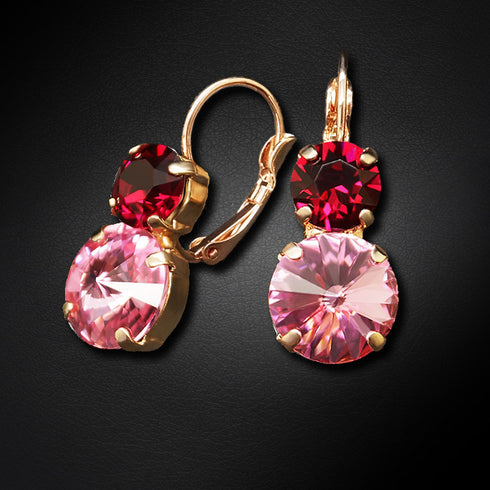 Earrings "Klaris VIII (Light Rose / Ruby)" with Swarovski™ crystals