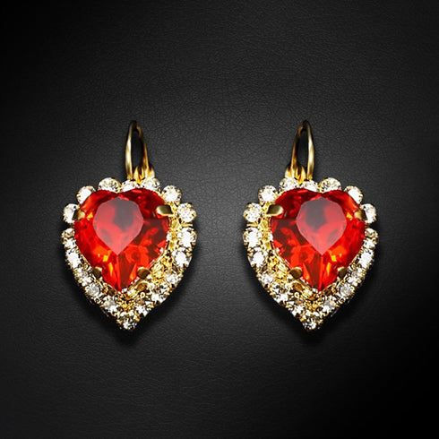 Auskari "Okeāna Sirds (Light Siam)" ar Swarovski™ kristāliem