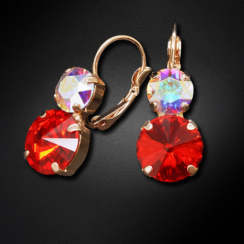Earrings "Klaris VIII (Light Siam / AB)" with Swarovski™ crystals
