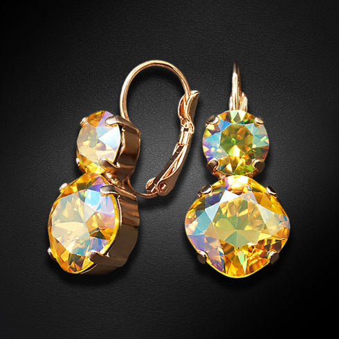 Auskari "Apžilbinošs Mirdzums VI (Light Topaz Shimmer)" ar Swarovski™ kristāliem