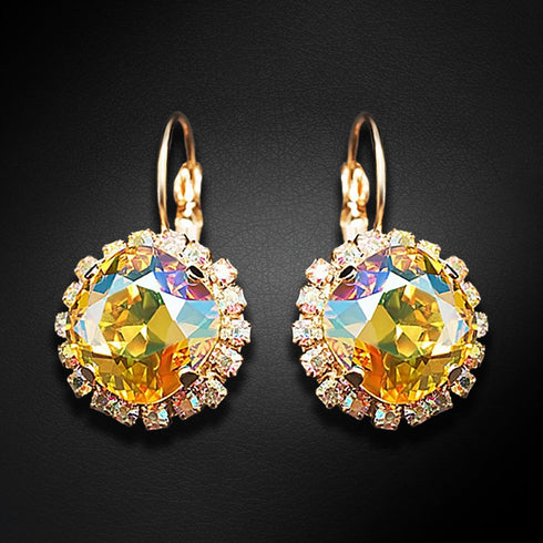 Auskari "Apžilbinošs Mirdzums III (Light Topaz Shimmer)" ar Swarovski™ kristāliem