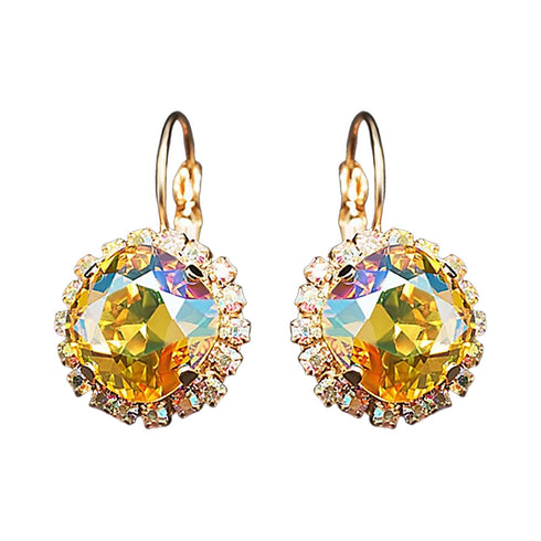 Auskari "Apžilbinošs Mirdzums III (Light Topaz Shimmer)" ar Swarovski™ kristāliem