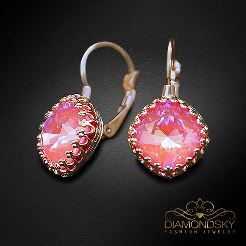 Auskari "Vintāžš IV (Lotus Pink DeLite)" ar Swarovski™ kristāliem