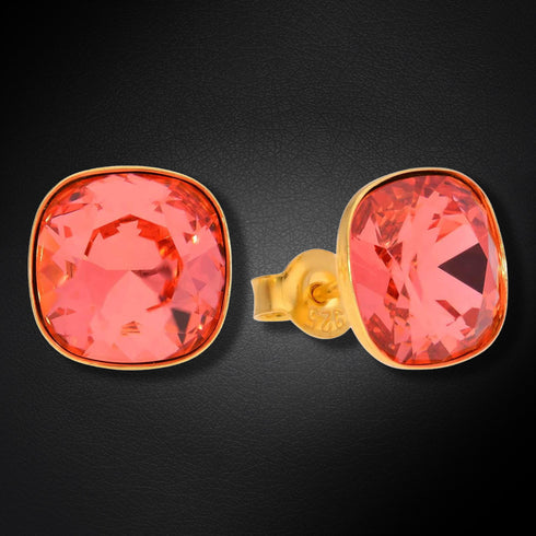 Sudraba auskari "Apžilbinošs Mirdzums (Padparadscha)" ar Swarovski™ kristāliem