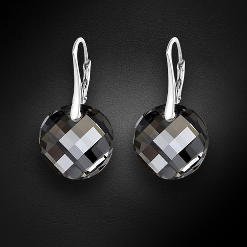 Sudraba auskari "Mēness (Silver Night)" ar Swarovski™ kristāliem