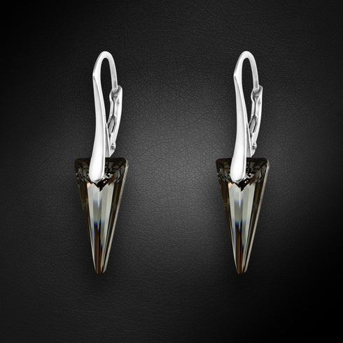 Sudraba auskari "Smaile (Silver Night)" ar Swarovski™ kristāliem