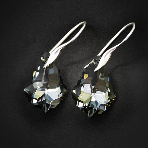 Sudraba auskari "Baroka IV (Silver Night)" ar Swarovski™ kristāliem