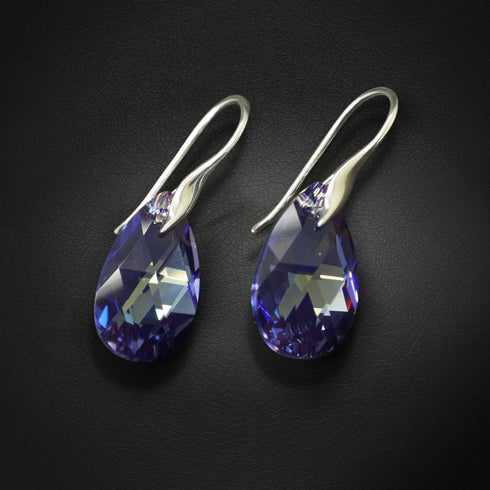 Sudraba auskari "Baroka (Tanzanite AB)" ar Swarovski™ kristāliem