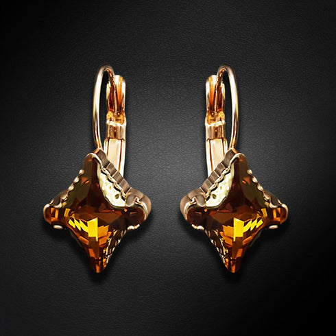 Auskari "Kristāla Rombs II (Topaz Dorado)" ar Swarovski™ kristāliem