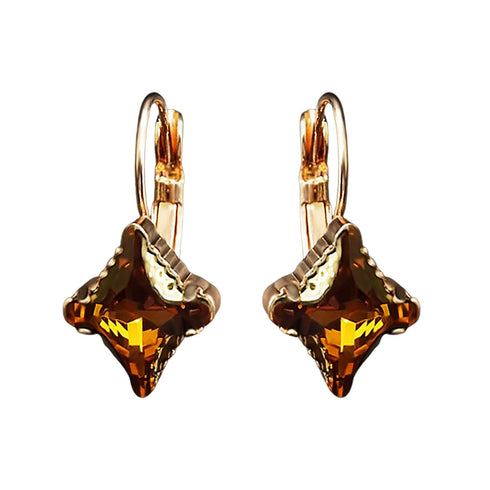 Auskari "Kristāla Rombs II (Topaz Dorado)" ar Swarovski™ kristāliem