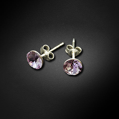 Silver Earrings "Classic II (Violet)" with Swarovski™ Crystals