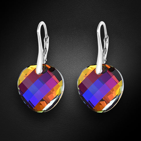 Sudraba auskari "Mēness (Volcano)" ar Swarovski™ kristāliem