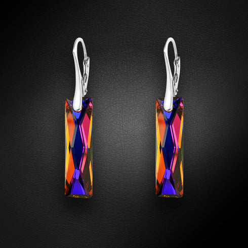 Sidabriniai auskarai "Delukss (Vulkanas)" su Swarovski™ kristalais