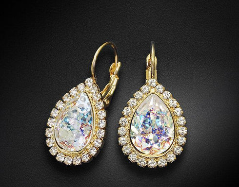 Auskari "Debesu Piliens (White Patina)" ar Swarovski™ kristāliem