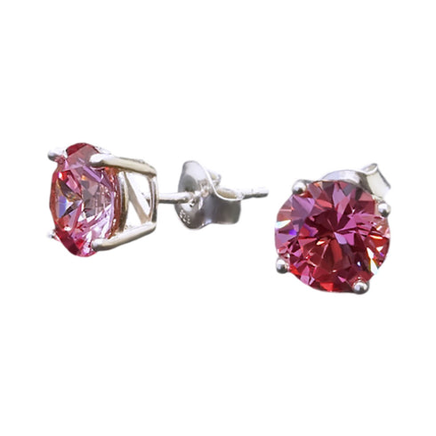 Sudraba auskari "Junona (Fancy Pink)" ar Swarovski Zirconia Pure Brilliance kristāliem