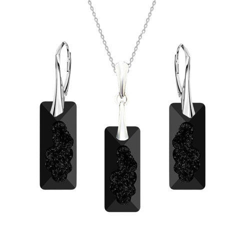Silver set "Growing Crystal II (Jet)" with Swarovski™ crystals