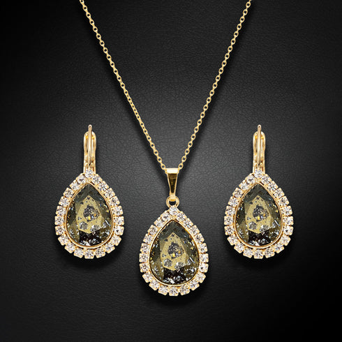 Komplekts "Debesu Piliens (Gold Patina)" ar Swarovski™ kristāliem