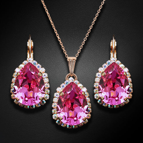 Komplektas "Debesu Lašas III (Rožė)" su Swarovski™ kristalais