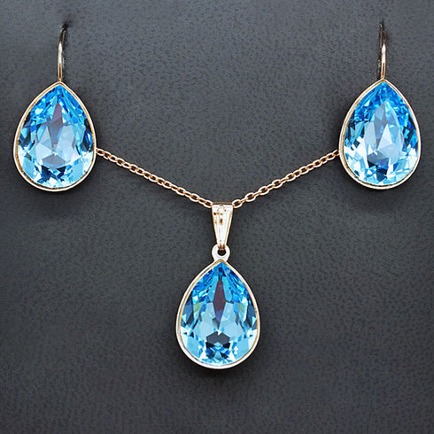 Komplekts "Kristāla Lāse II (Aquamarine Blue)" ar Swarovski™ kristāliem