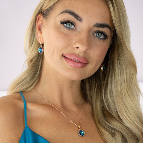 Komplekts "Vintāžš IV (Bermuda Blue)" ar Swarovski™ kristāliem