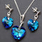 Silver set "Heart in Love II (Bermuda Blue)" with Swarovski™ crystals