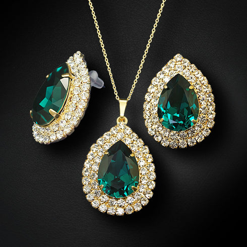 Komplekts "Jasmīns (Emerald)" ar Swarovski™ kristāliem