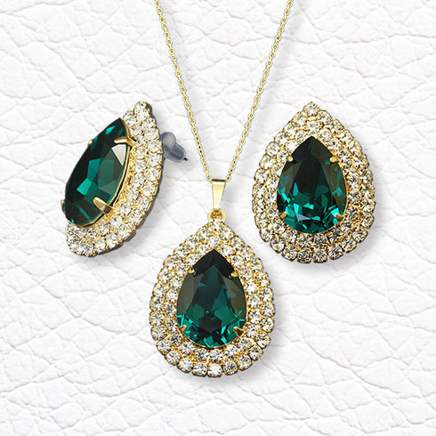 Komplekts "Jasmīns (Emerald)" ar Swarovski™ kristāliem