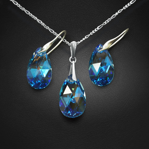 Silver set "Baroka (Aquamarine Blue AB)" with Swarovski™ crystals