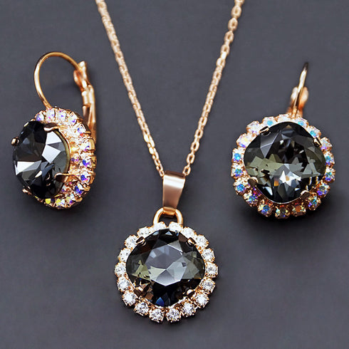 Komplekts "Apžilbinošs Spīdums III (Graphite)" ar Swarovski™ kristāliem