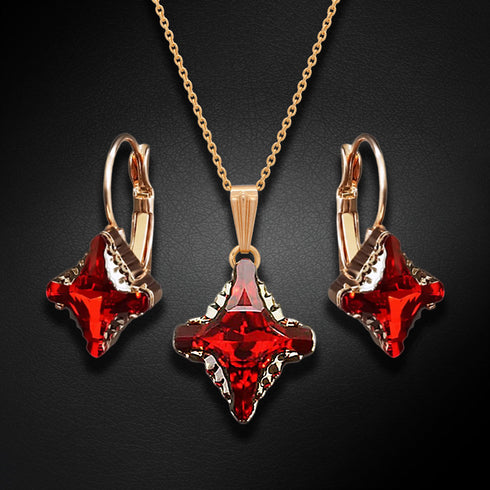 Komplekts "Kristāla Rombs II (Light Siam Metallic Light Gold)" ar Swarovski™ kristāliem