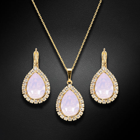 Komplekts "Debesu Piliens (Rose Water Opal)" ar Swarovski™ kristāliem
