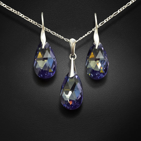 Silver set "Baroque (Tanzanite AB)" with Swarovski™ crystals