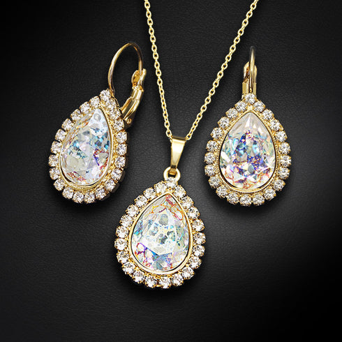 Komplekts "Debesu Piliens (White Patina)" ar Swarovski™ kristāliem