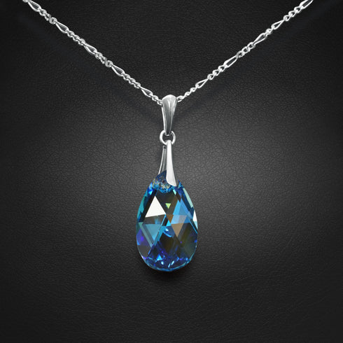Silver Pendant "Baroque (Aquamarine Blue AB)" with Swarovski™ Crystals