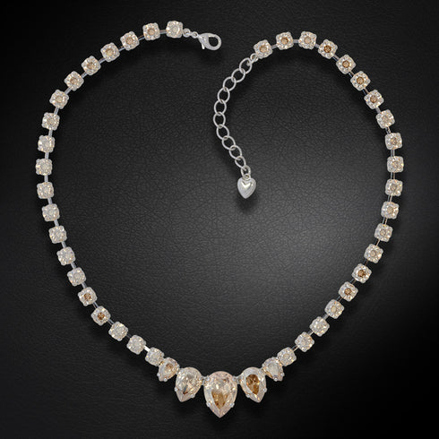 Wedding Necklace "Leonora (Golden Shadow)" with Swarovski™ Crystals