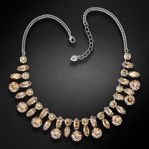 Wedding Necklace "Crystal Branch (Golden Shadow)" with Swarovski™ Crystals