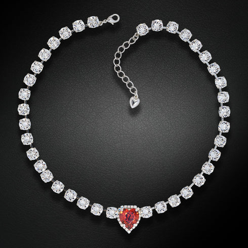 Kāzu kaklarota "Svētais Valentīns II (Red Magma)" ar Swarovski™ kristāliem