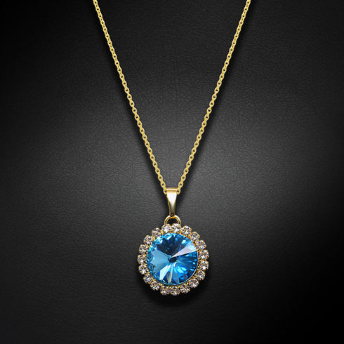 Pendant "Klaris (Aquamarine Blue)" with Swarovski™ crystals