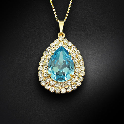 Pendant "Jasmine (Aquamarine)" with Swarovski™ crystals