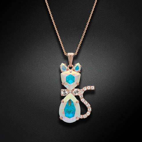 Pendant "Sunny Cat (Aurora Borealis)" with Swarovski™ crystals