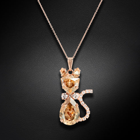 Kulons "Saulainā Kaķene (Golden Shadow)" ar Swarovski™ kristāliem