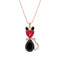 Pendant "Sunny Cat (Scarlet / Jet)" with Swarovski™ crystals