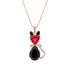 Pendant "Sunny Cat (Scarlet / Jet)" with Swarovski™ crystals