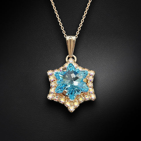 Pendant "Snowflake (Aquamarine)" with Swarovski™ crystals